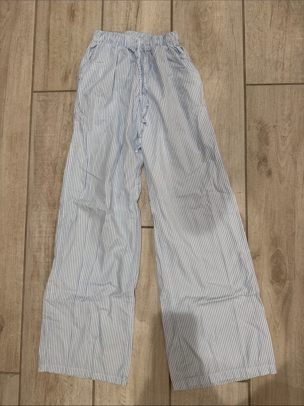 Light Blue Stripe Wide-Leg Pants - Women